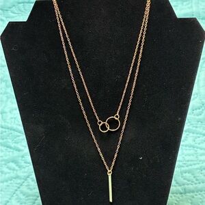Gold Layered Necklace with Bar Pendant